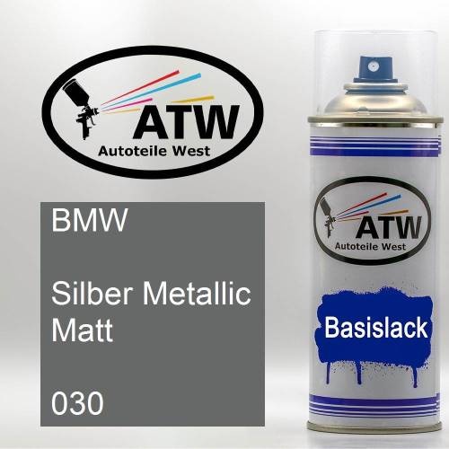 BMW, Silber Metallic Matt, 030: 400ml Sprühdose, von ATW Autoteile West.